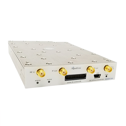 26 GHz RF Downconverter core module right angle view